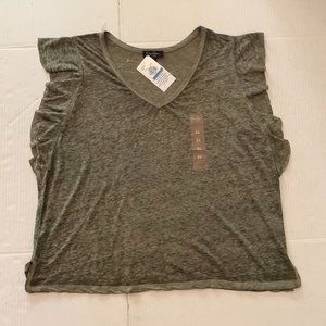 NWT Jessica Simpson Womens Short Sleeve V-Neck Shirt Kalamata Green Size XL